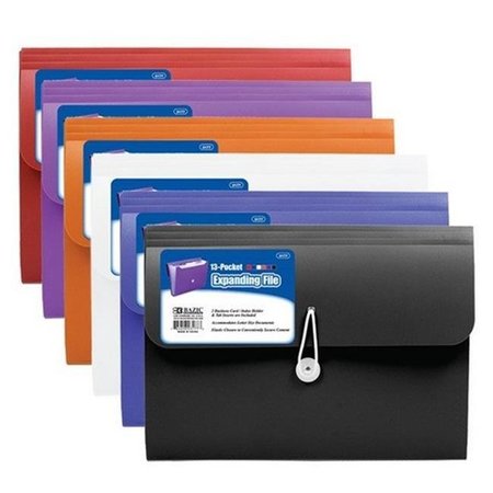 BAZIC PRODUCTS Bazic 3177   13-Pocket Letter Size Poly Expanding File Pack of 6 3177